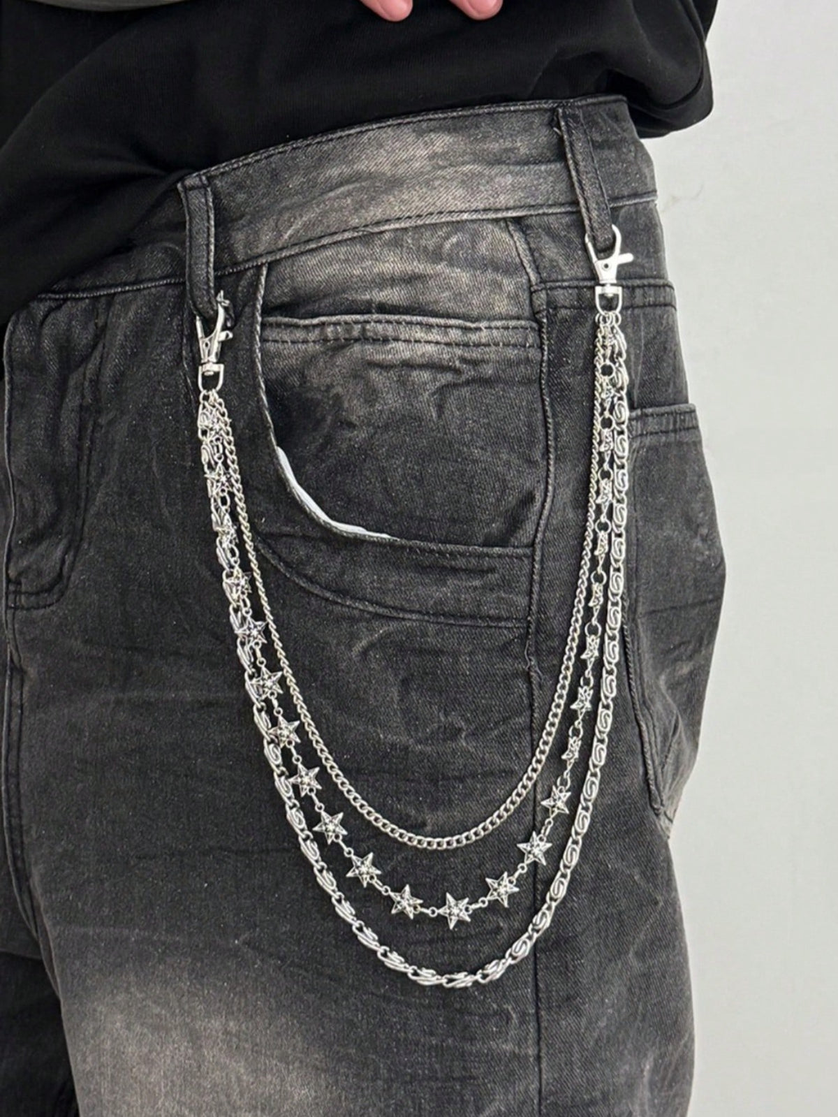 1pc Fashionable Punk Style Star Waist Chain, Multi-Layer Geometric Metal Chain Waist Belt, Suitable For Pants Decoration, Suitable For Daily Wear, Music Festivals, Parties, Holiday Gifts