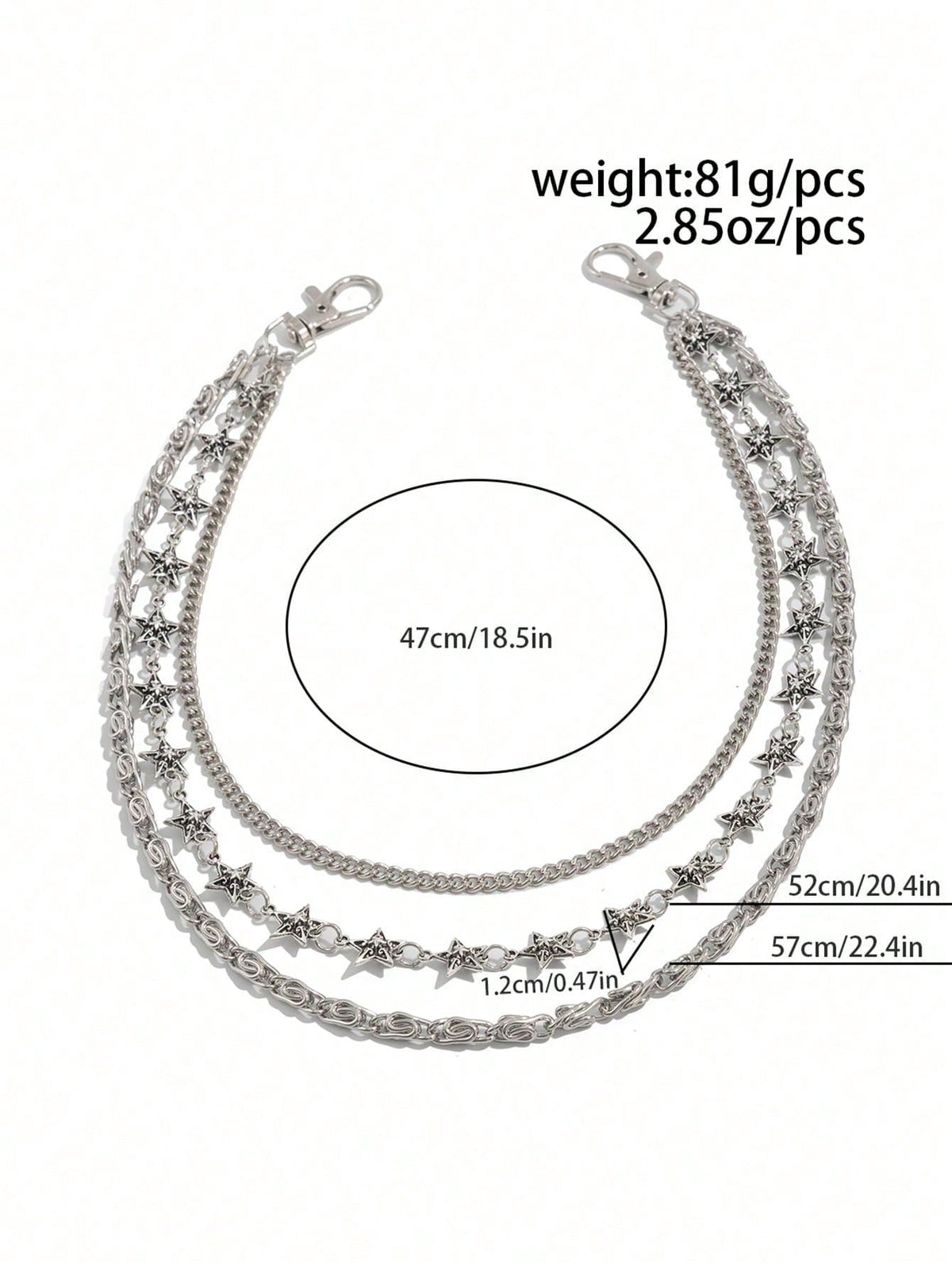 1pc Fashionable Punk Style Star Waist Chain, Multi-Layer Geometric Metal Chain Waist Belt, Suitable For Pants Decoration, Suitable For Daily Wear, Music Festivals, Parties, Holiday Gifts