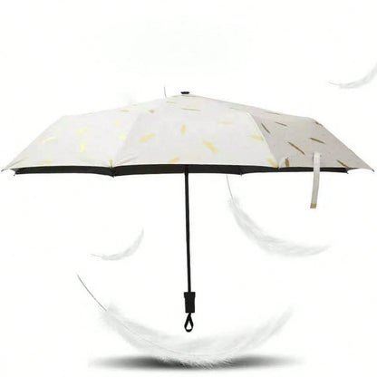 1pc Fresh Style Unisex Plaid Folding 8-Rib Black Coating Sun Umbrella, Dual-Use For Sun And Rain, UV Protection