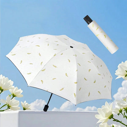 1pc Fresh Style Unisex Plaid Folding 8-Rib Black Coating Sun Umbrella, Dual-Use For Sun And Rain, UV Protection