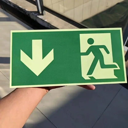 1pc Glow-In-The-Dark Emergency Exit Signs- Durable PE Material, Green Border & White Arrow, Fire & Evacuation Indicators For Workshops, Offices, Public Spaces, Workshop Safety Equipment|Luminous Sign
