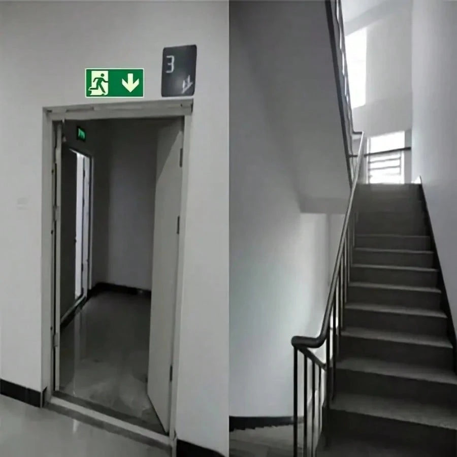 1pc Glow-In-The-Dark Emergency Exit Signs- Durable PE Material, Green Border & White Arrow, Fire & Evacuation Indicators For Workshops, Offices, Public Spaces, Workshop Safety Equipment|Luminous Sign