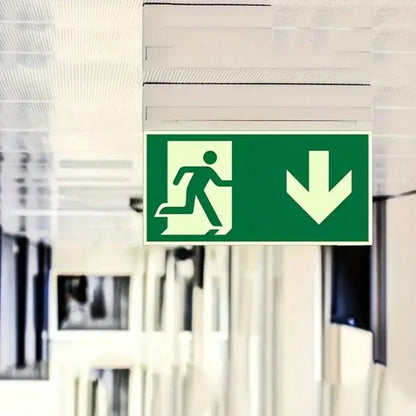 1pc Glow-In-The-Dark Emergency Exit Signs- Durable PE Material, Green Border & White Arrow, Fire & Evacuation Indicators For Workshops, Offices, Public Spaces, Workshop Safety Equipment|Luminous Sign