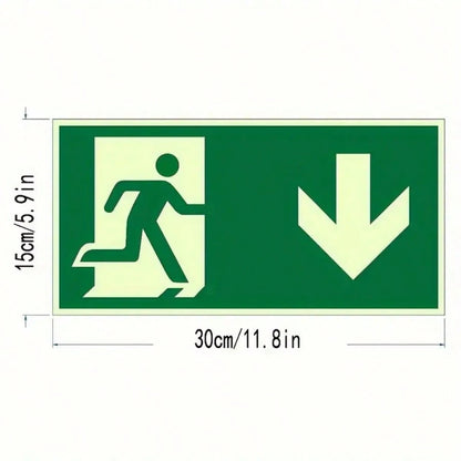 1pc Glow-In-The-Dark Emergency Exit Signs- Durable PE Material, Green Border & White Arrow, Fire & Evacuation Indicators For Workshops, Offices, Public Spaces, Workshop Safety Equipment|Luminous Sign