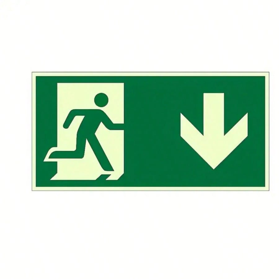 1pc Glow-In-The-Dark Emergency Exit Signs- Durable PE Material, Green Border & White Arrow, Fire & Evacuation Indicators For Workshops, Offices, Public Spaces, Workshop Safety Equipment|Luminous Sign