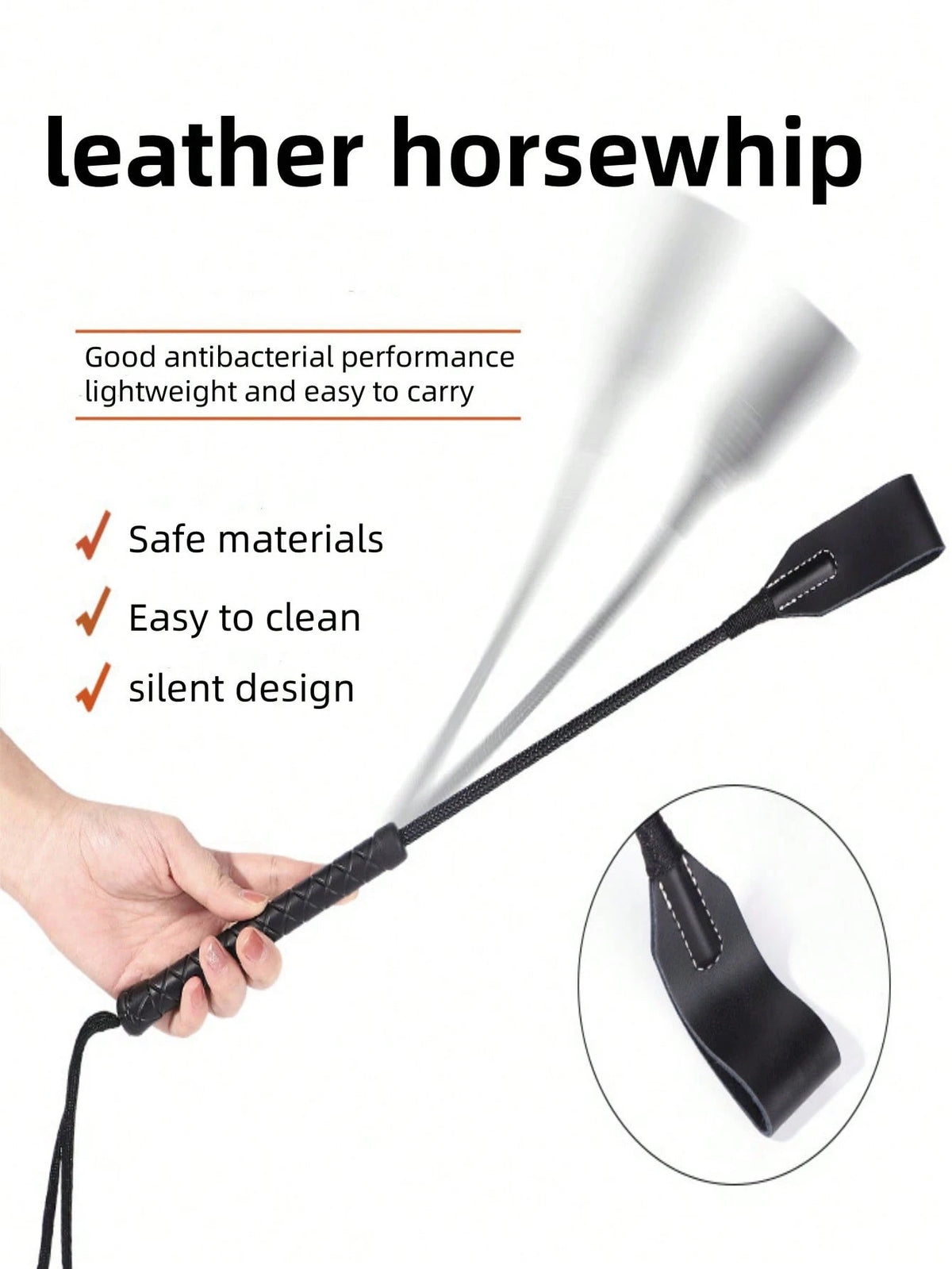 1pc High Quality Genuine Leather Whip- 50cm/19.68inch, Suitable For Equestrian Training And Riding Accessories, Training Artifact