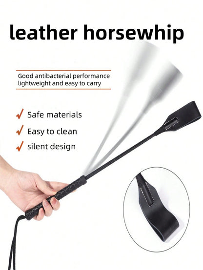 1pc High Quality Genuine Leather Whip- 50cm/19.68inch, Suitable For Equestrian Training And Riding Accessories, Training Artifact