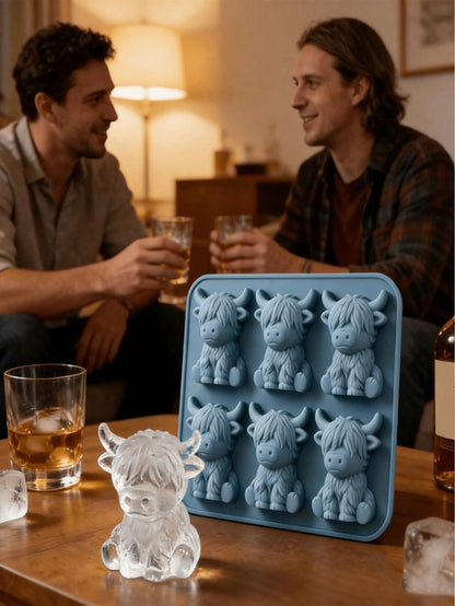1pc Highland Cow Silicone Ice Cube Tray, 3D Cute Cow Shaped Silicone Ice Mold, Suitable For Whiskey, Cocktails And Baking, Silicone Mold Also Suitable For Easter And Holiday Decorations, Party Supplie