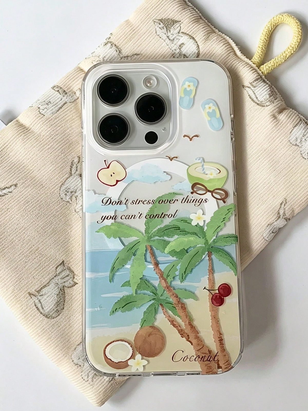 1PC Ins Coconut Tree Apple IMD Full Coverage Anti-Drop TPU Phone Case Compatible With Apple 11 Pro Max/12 Pro Max/13 Pro Max/14 Pro Max/15 Pro Max/16 Pro Max/17 Pro Max