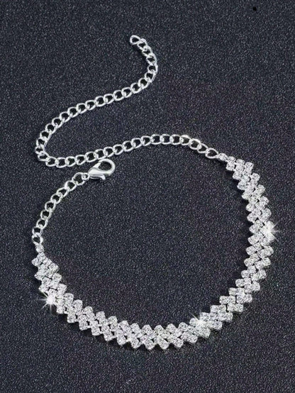 1pc Luxury Stainless Steel Anklet, Embellished Design, Suitable For Women's Daily Or Party Wear, Also Can Be Given As A Gift