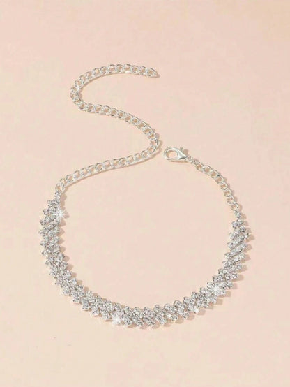 1pc Luxury Stainless Steel Anklet, Embellished Design, Suitable For Women's Daily Or Party Wear, Also Can Be Given As A Gift