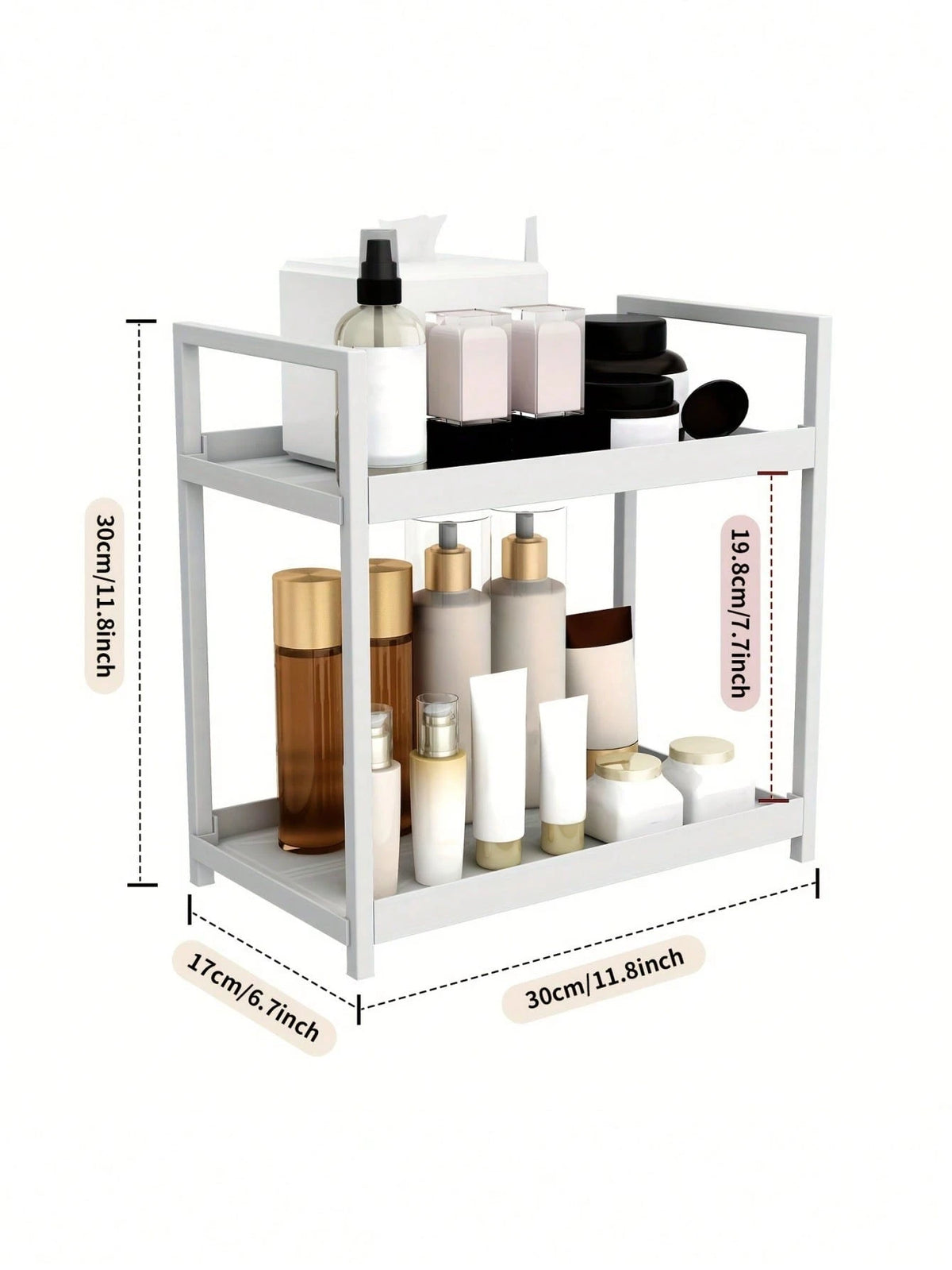 1PC MultiTier SpaceSaving Sturdy Durable EasyClean Multifunctional Versatile Adjustable Cosmetic Organizer Storage Rack Tray Vanity DressingTable Bathroom Bedroom Kitchen HomeDecor HotSearch ForWomen