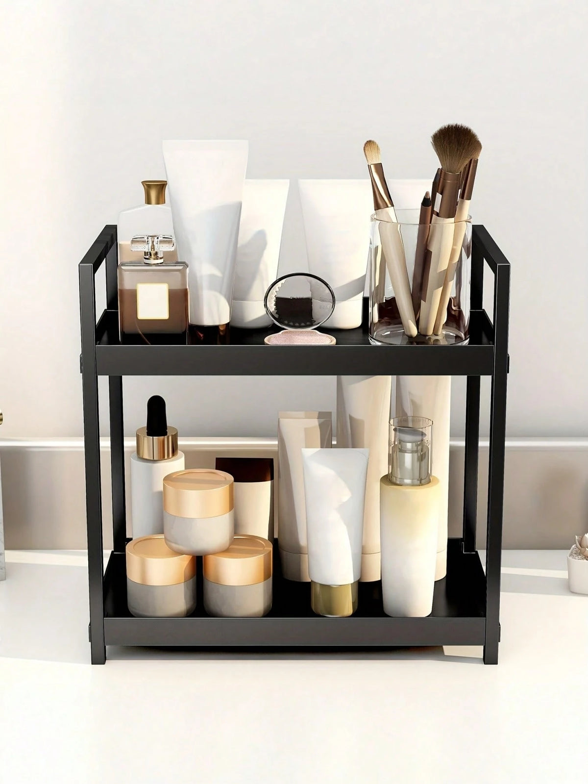 1PC MultiTier SpaceSaving Sturdy Durable EasyClean Multifunctional Versatile Adjustable Cosmetic Organizer Storage Rack Tray Vanity DressingTable Bathroom Bedroom Kitchen HomeDecor HotSearch ForWomen