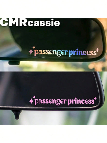 1pc Passenger Princess Car Mirror Sticker, Mirror Car Decal, Rearview Mirror Sticker, Girlfriend Truck Decal, Vehicle Accessories, Passenger Princess Humor