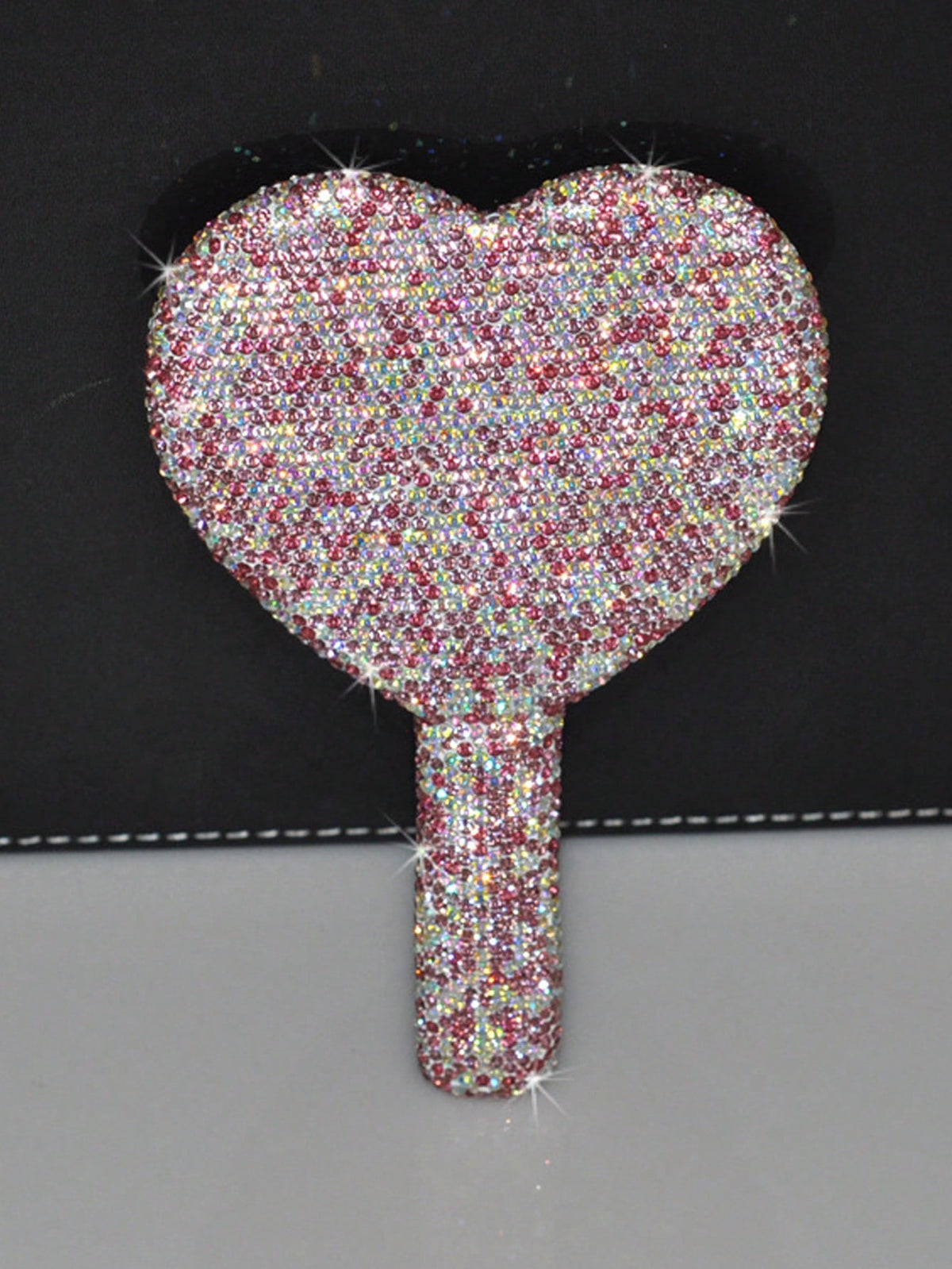 1pc Portable Crystal Rhinestone Handheld Mirror, Rhinestone-Encrusted ABS Beauty Handle Makeup Mirror, Bling Bling Princess Mirror For Makeup Touch-Up Best Home Decor Back To School Room Decor School