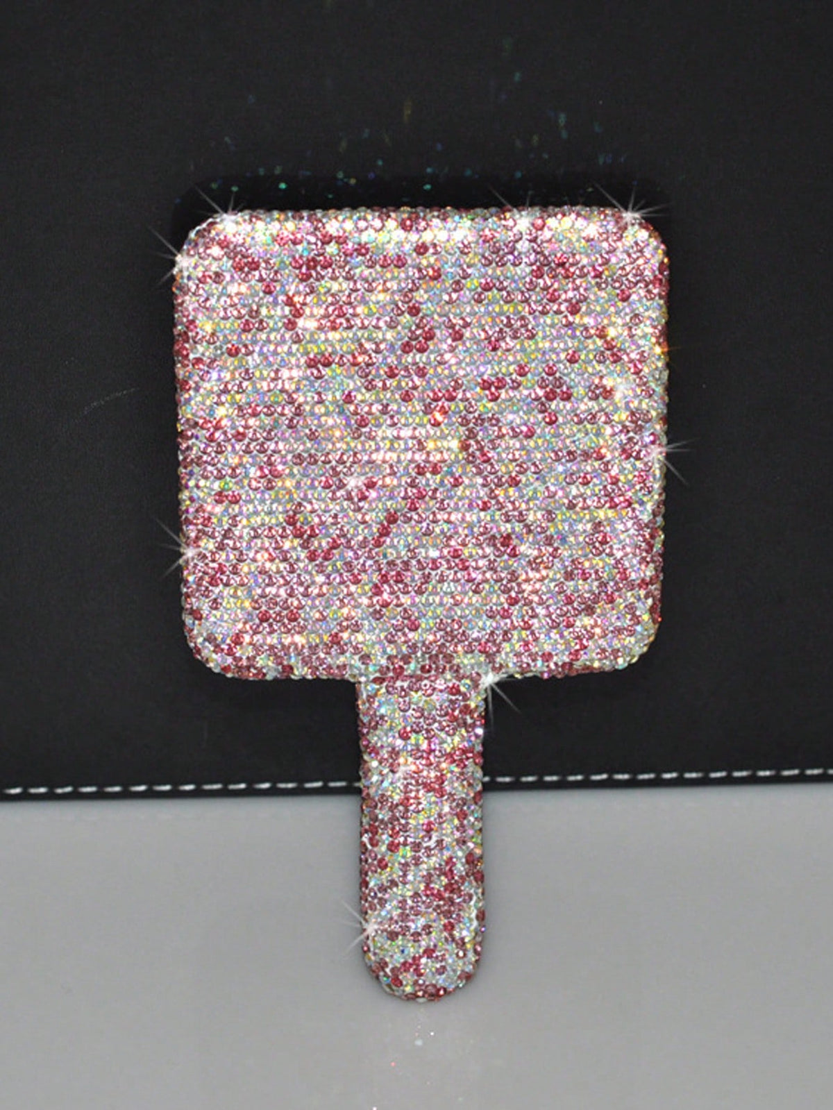 1pc Portable Crystal Rhinestone Handheld Mirror, Rhinestone-Encrusted ABS Beauty Handle Makeup Mirror, Bling Bling Princess Mirror For Makeup Touch-Up Best Home Decor Back To School Room Decor School