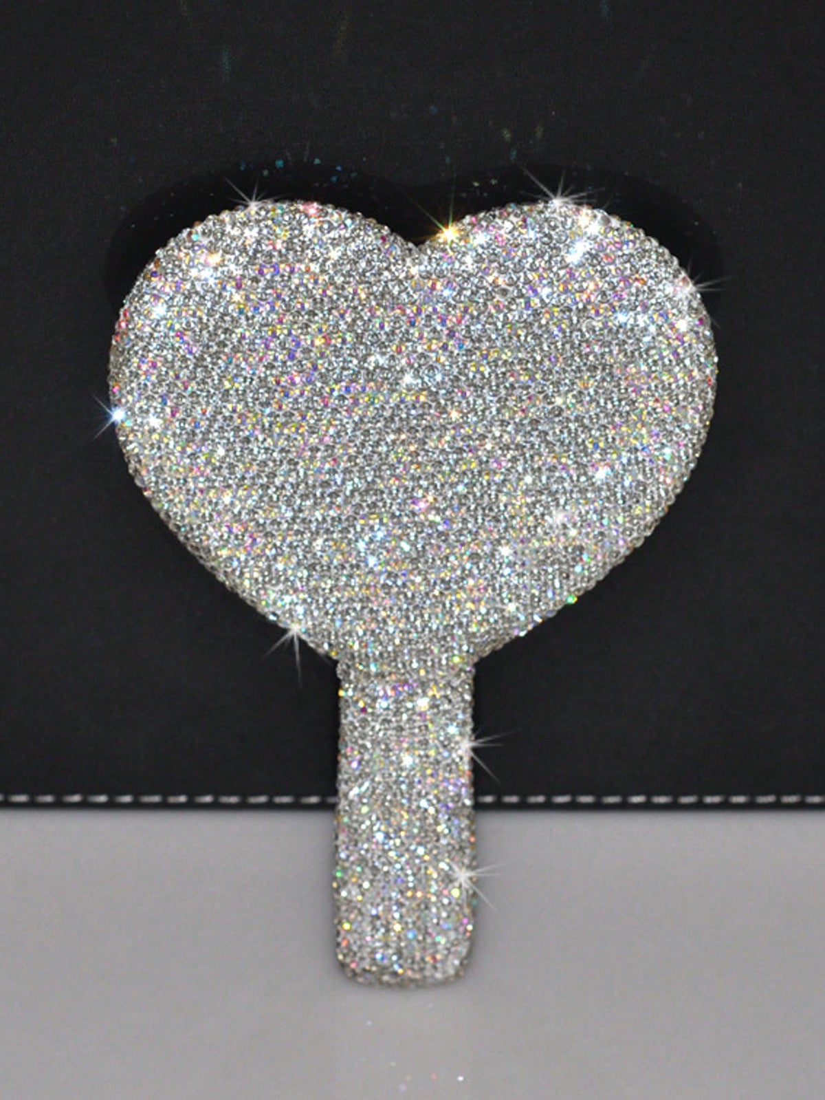 1pc Portable Crystal Rhinestone Handheld Mirror, Rhinestone-Encrusted ABS Beauty Handle Makeup Mirror, Bling Bling Princess Mirror For Makeup Touch-Up Best Home Decor Back To School Room Decor School