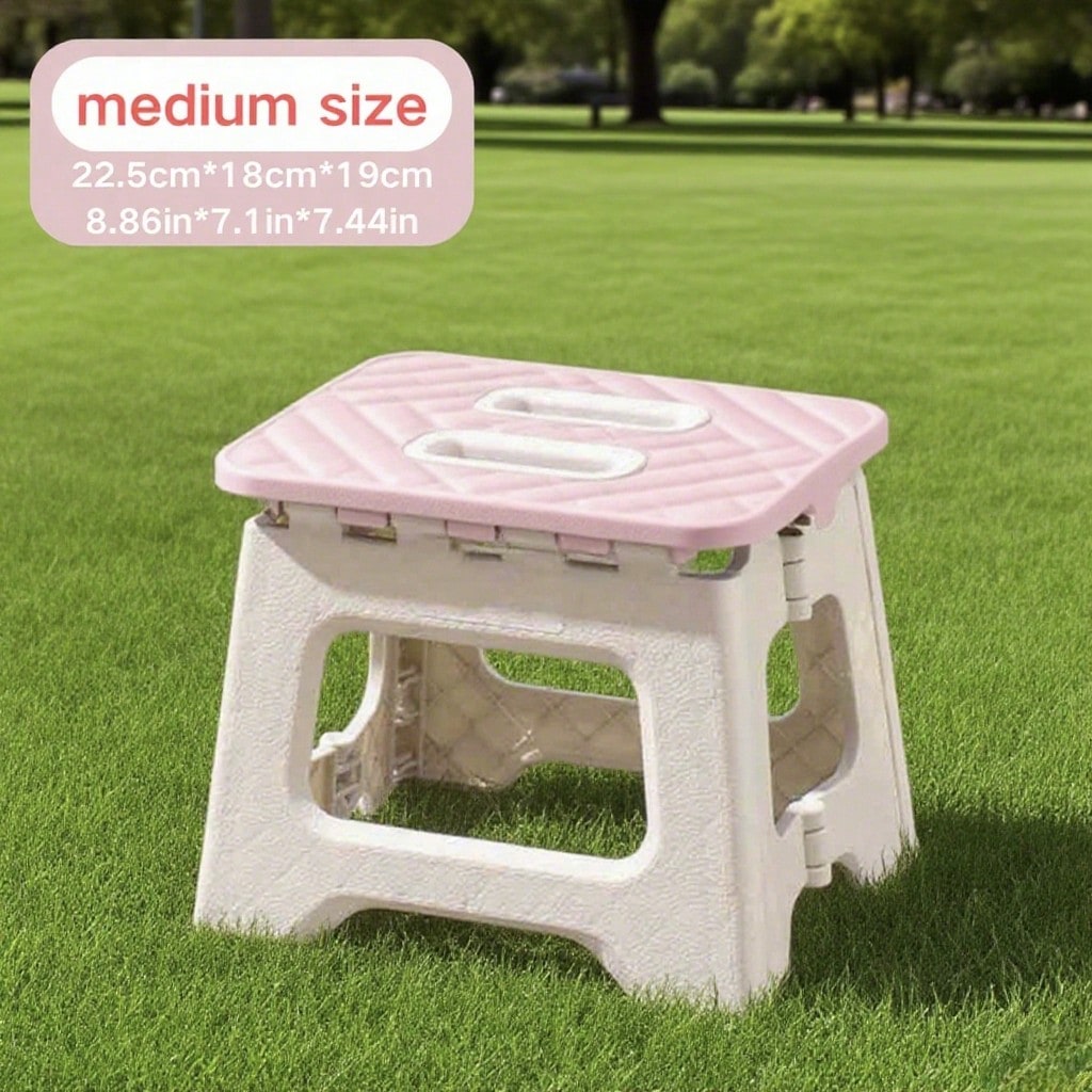 1PC Portable Multifunctional Folding Stool, Height 8.7-10 Inches, High Load-Bearing Folding Steps, Classic Style Outdoor Folding Stool, Portable Handheld Plastic Folding Stool- Compact, No Assembly R
