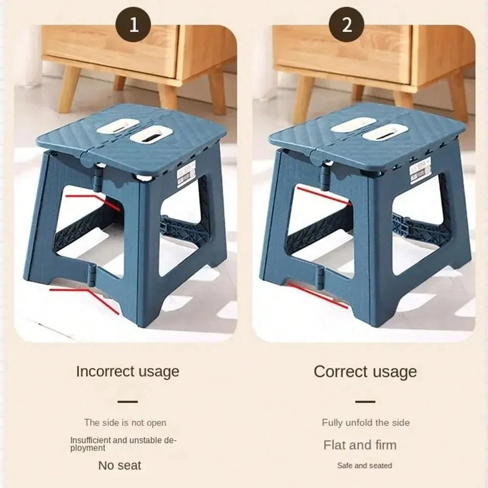 1PC Portable Multifunctional Folding Stool, Height 8.7-10 Inches, High Load-Bearing Folding Steps, Classic Style Outdoor Folding Stool, Portable Handheld Plastic Folding Stool- Compact, No Assembly R