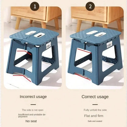 1PC Portable Multifunctional Folding Stool, Height 8.7-10 Inches, High Load-Bearing Folding Steps, Classic Style Outdoor Folding Stool, Portable Handheld Plastic Folding Stool- Compact, No Assembly R