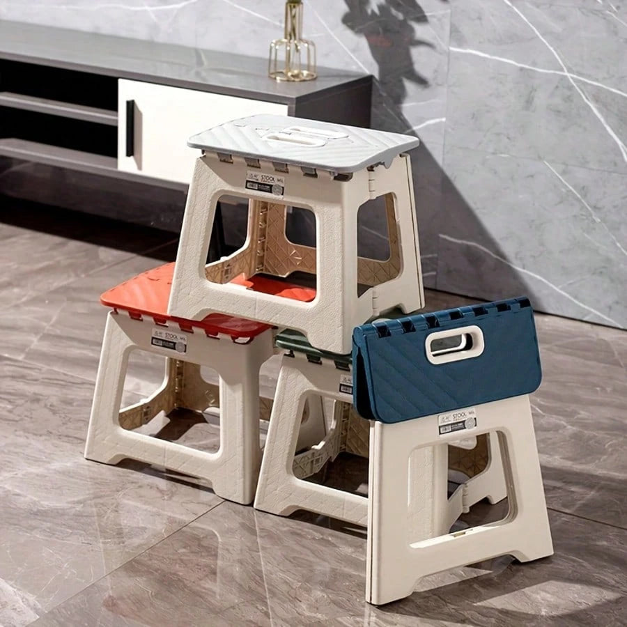 1PC Portable Multifunctional Folding Stool, Height 8.7-10 Inches, High Load-Bearing Folding Steps, Classic Style Outdoor Folding Stool, Portable Handheld Plastic Folding Stool- Compact, No Assembly R