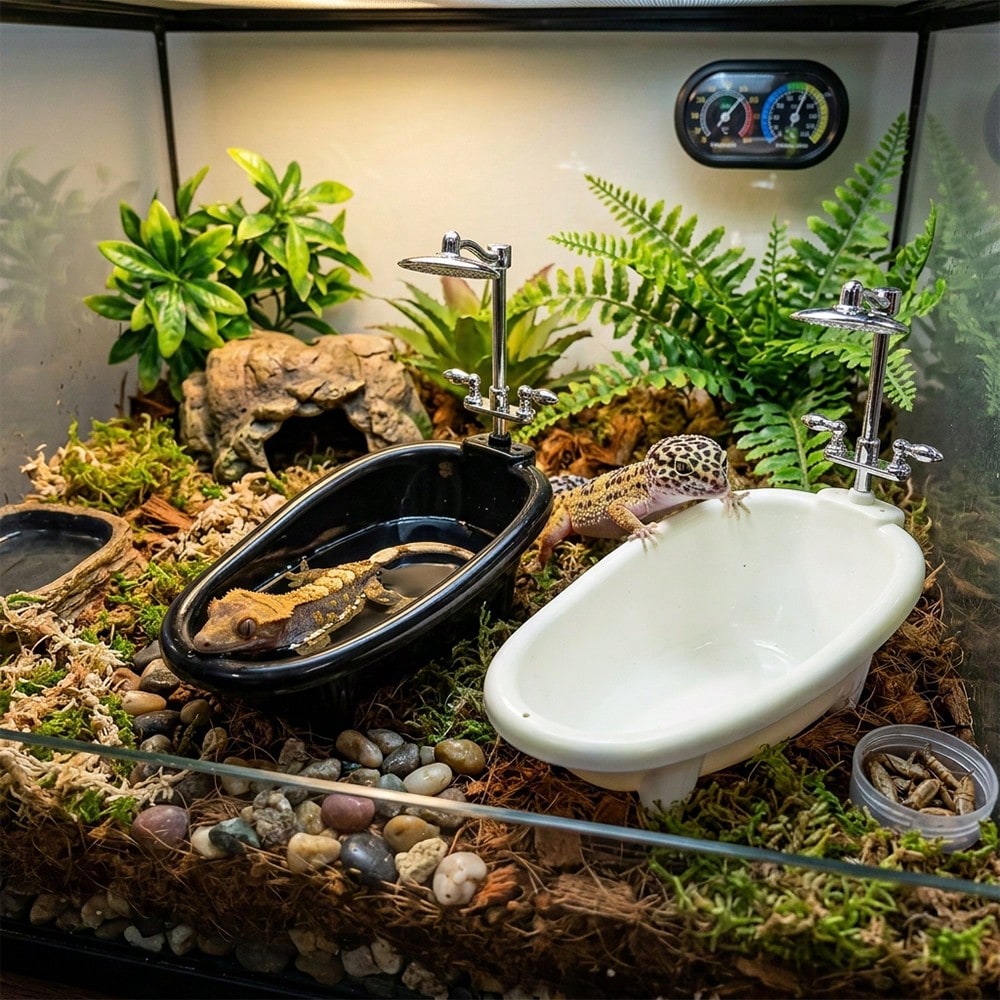 1pc Realistic Reptile & Small Pet Bath Tub, Suitable For Hamsters, Lizards, Turtles, Parrots And Birds, Aquarium And Cage Decor And Cleaning Accessory