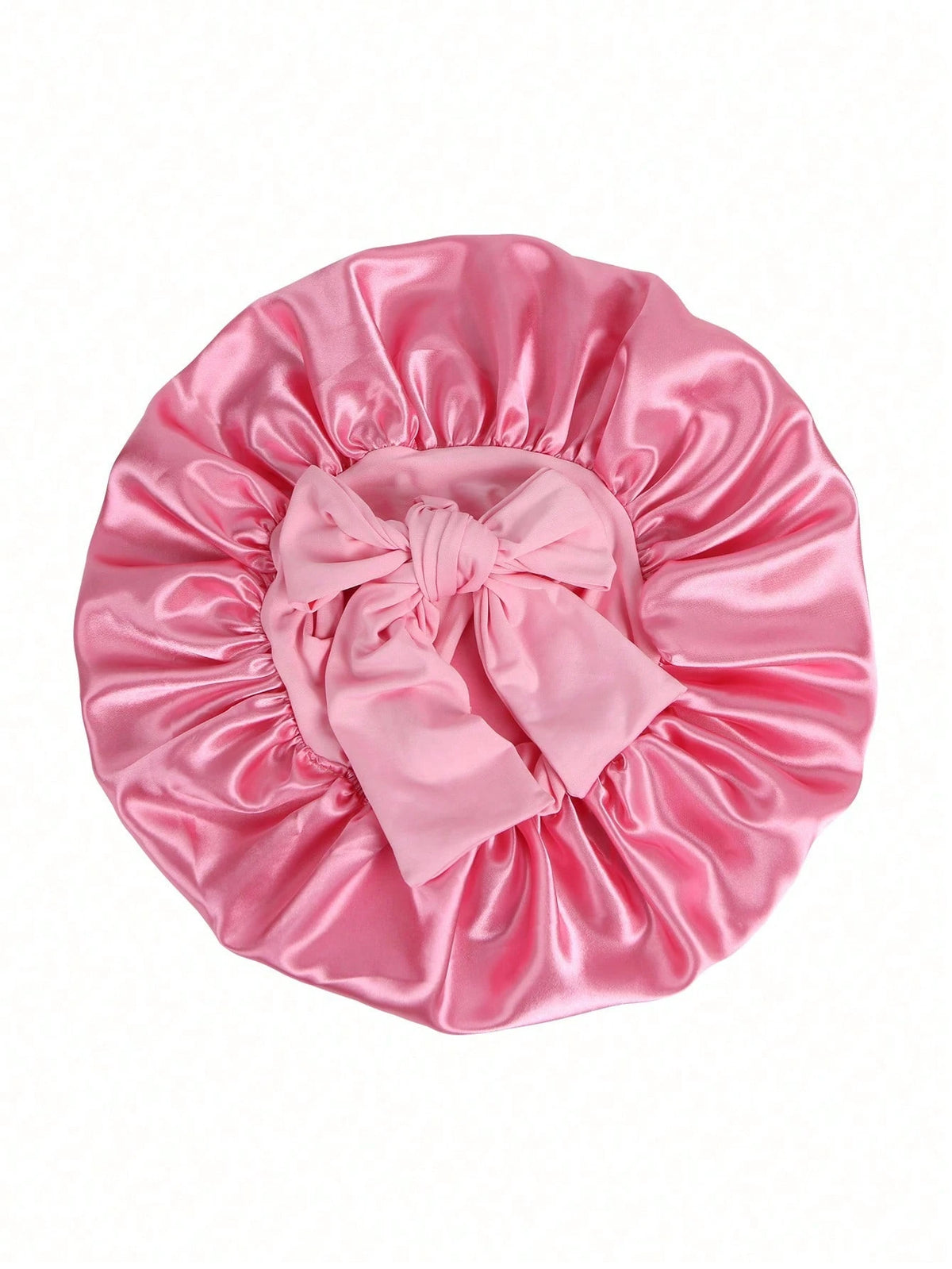 1pc Satin Bow Elastic Lightweight Shower Cap, Solid Color, Suitable For Women And Girls, Black, Valentine's Day Gift Sleep Cap