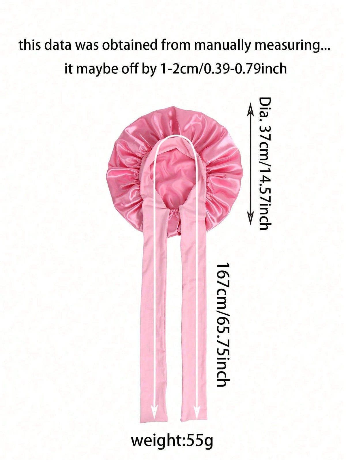 1pc Satin Bow Elastic Lightweight Shower Cap, Solid Color, Suitable For Women And Girls, Black, Valentine's Day Gift Sleep Cap