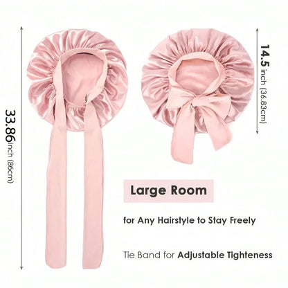 1pc Satin Sleep Cap With Adjustable Bow Tie- Lightweight, For Curly/Braided/Natural Hair, Available In Multiple Colors, Nighttime Hair Care, Soft And Close Fit For Hair, Hair Accessories