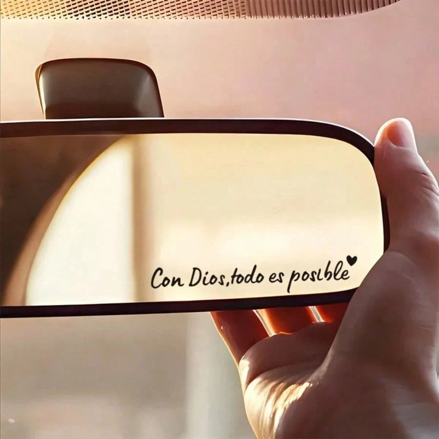 1pc Spanish Car Rearview Mirror Sticker With "Con Dios Todo Es Posible" (Everything Is Possible With God) Text, Waterproof Christian Car Decor Sticker, Suitable For Car Rearview Mirror, Water Bottle