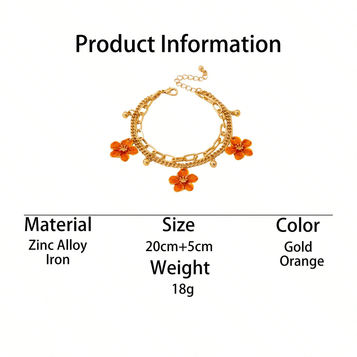 1pc Summer Vacation Style Dopamine Energetic Orange Handmade Drip Oil Delicate Small Plumeria Pendant Women Tassel Double-Layer Anklet