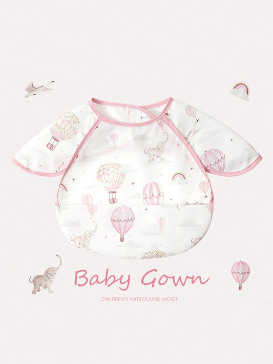 1pc Toddler Boys Girls Ultra Lightweight Ultra Thin Breathable Bib With Cartoon Print Pattern And Pocket, Sleeveless Feeding Bib Suitable For Daily Feeding Use