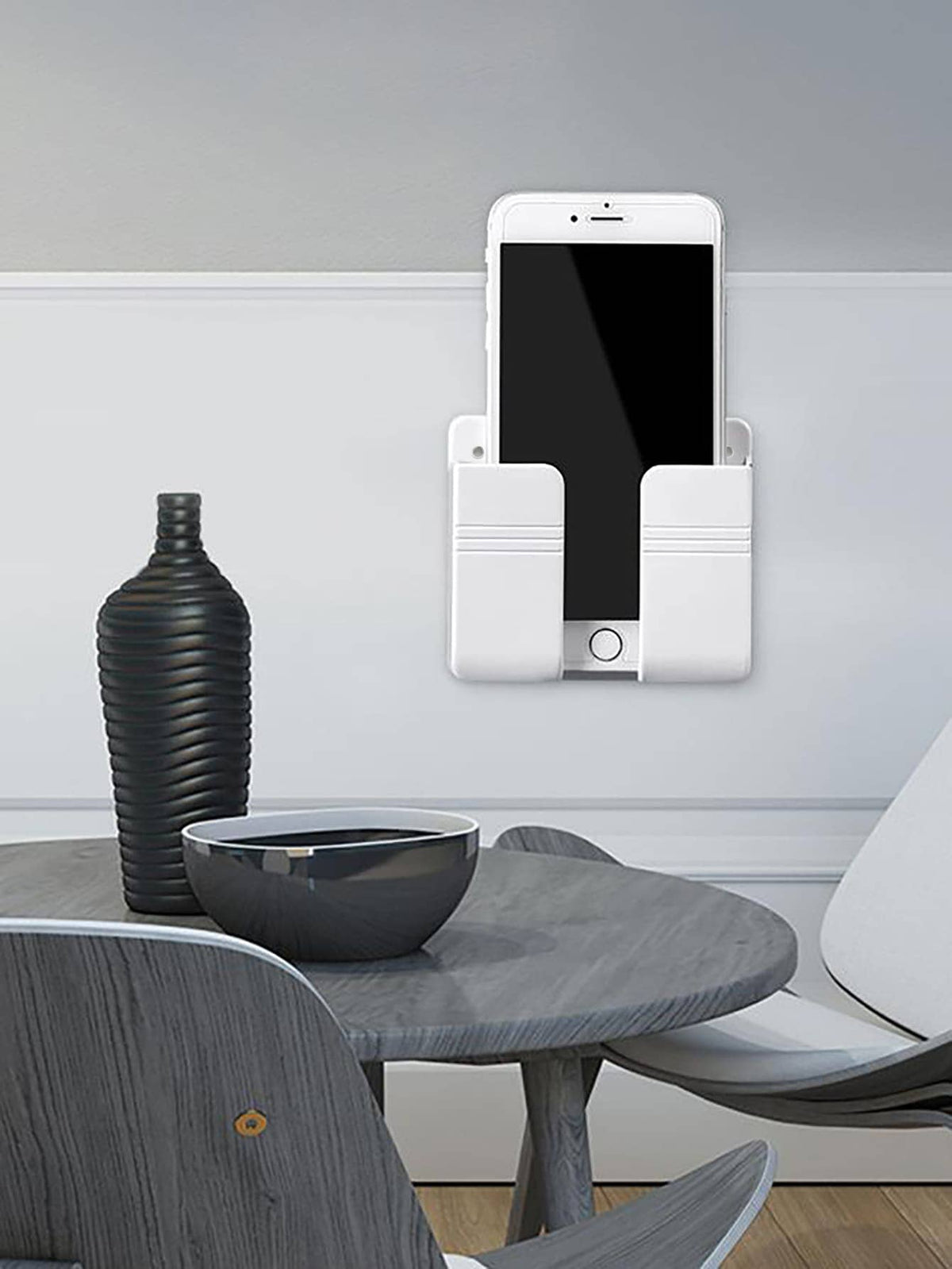 1pc Wall Mount Mobile Phone Charging Rack, Creative Multifunction Remote Control Storage Box, Bedside Container Rack For Charging Room Decor