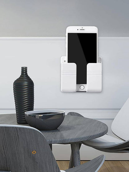 1pc Wall Mount Mobile Phone Charging Rack, Creative Multifunction Remote Control Storage Box, Bedside Container Rack For Charging Room Decor