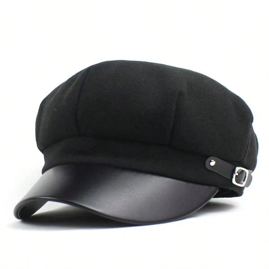 1pc Women Buckle Decor Baker Boy Cap