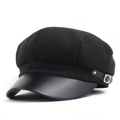 1pc Women Buckle Decor Baker Boy Cap