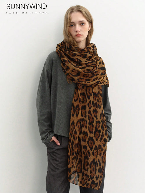 1pc Women Leopard Print Large Scarf, Suitable For Daily Use