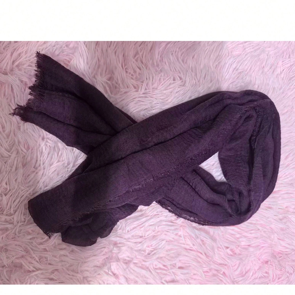 1pc Women's Solid Color Pleated Tassel Scarf, Casual Daily Headscarf Sun Protection Shawl