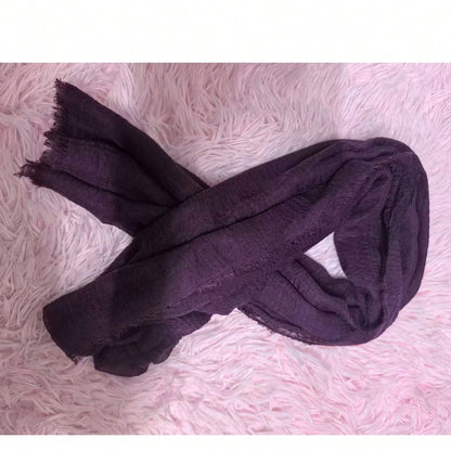 1pc Women's Solid Color Pleated Tassel Scarf, Casual Daily Headscarf Sun Protection Shawl