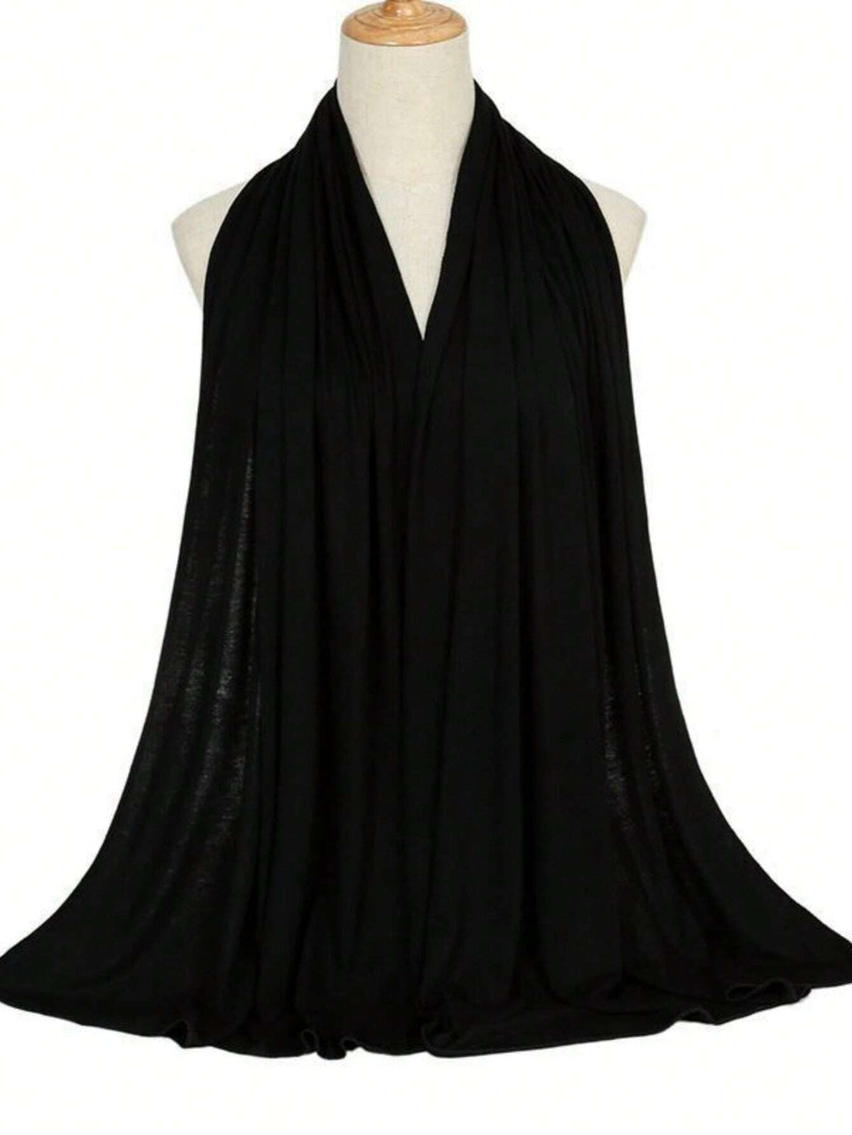 1pc Women's Solid Color Pleated Tassel Scarf, Casual Daily Headscarf Sun Protection Shawl