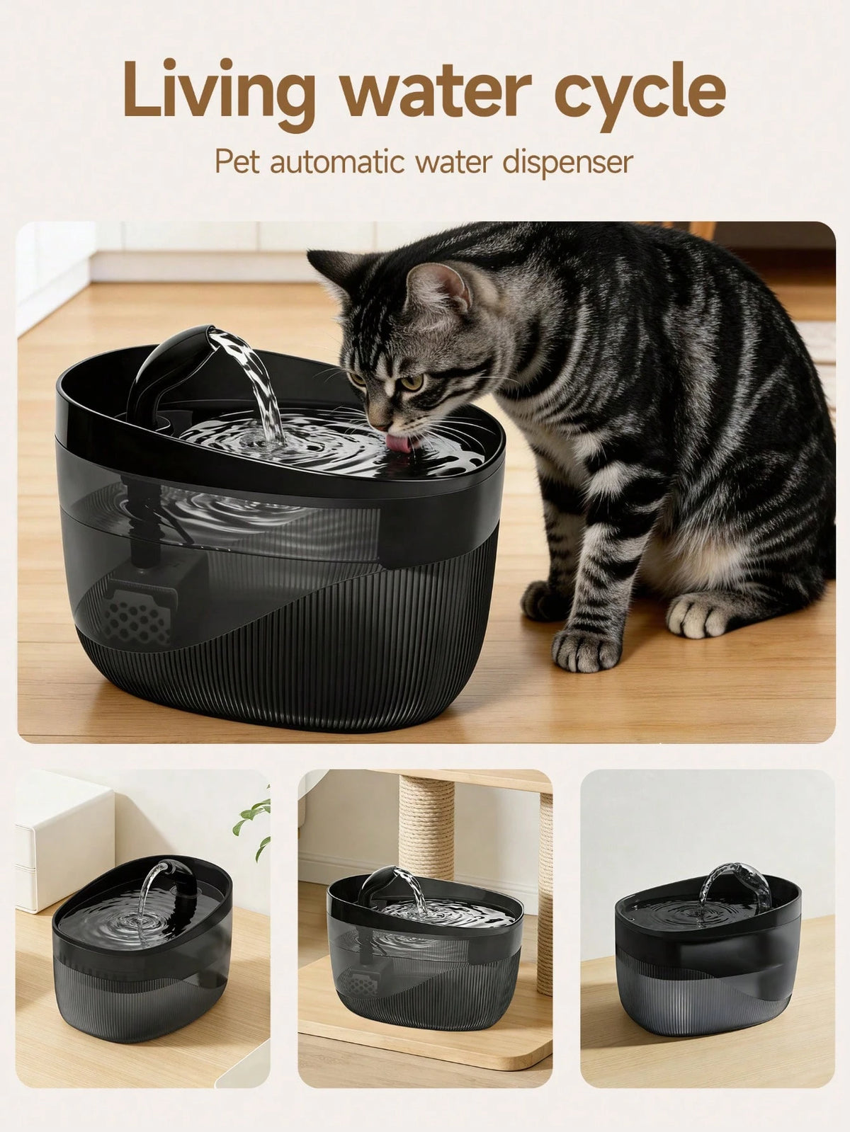 2.2L/74oz/0.58gal Automatic Cat Water Fountain, USB Powered, Multiple Water Supply Modes, Quiet Pump Anti-Dry Burning, 7-Day Healthy Drinking & 1-Day Emergency Water Reserve, Replaceable Filter