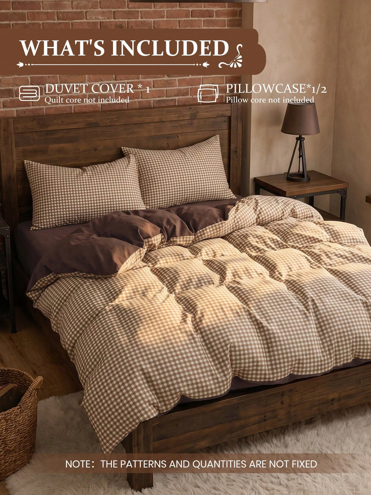 2/3pcs Brown Plaid Print Duvet Cover Set, Bedding Set, Comfortable And Breathable, Lightweight And Anti-Pilling, Machine Washable, Room Decor, Bedroom Decor, Dorm Bedding, All Season, Suitable For Twi