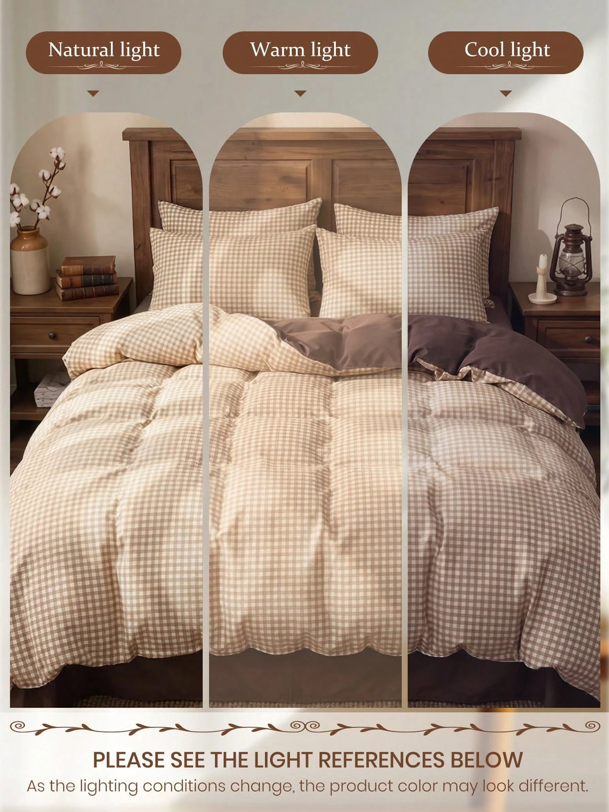 2/3pcs Brown Plaid Print Duvet Cover Set, Bedding Set, Comfortable And Breathable, Lightweight And Anti-Pilling, Machine Washable, Room Decor, Bedroom Decor, Dorm Bedding, All Season, Suitable For Twi