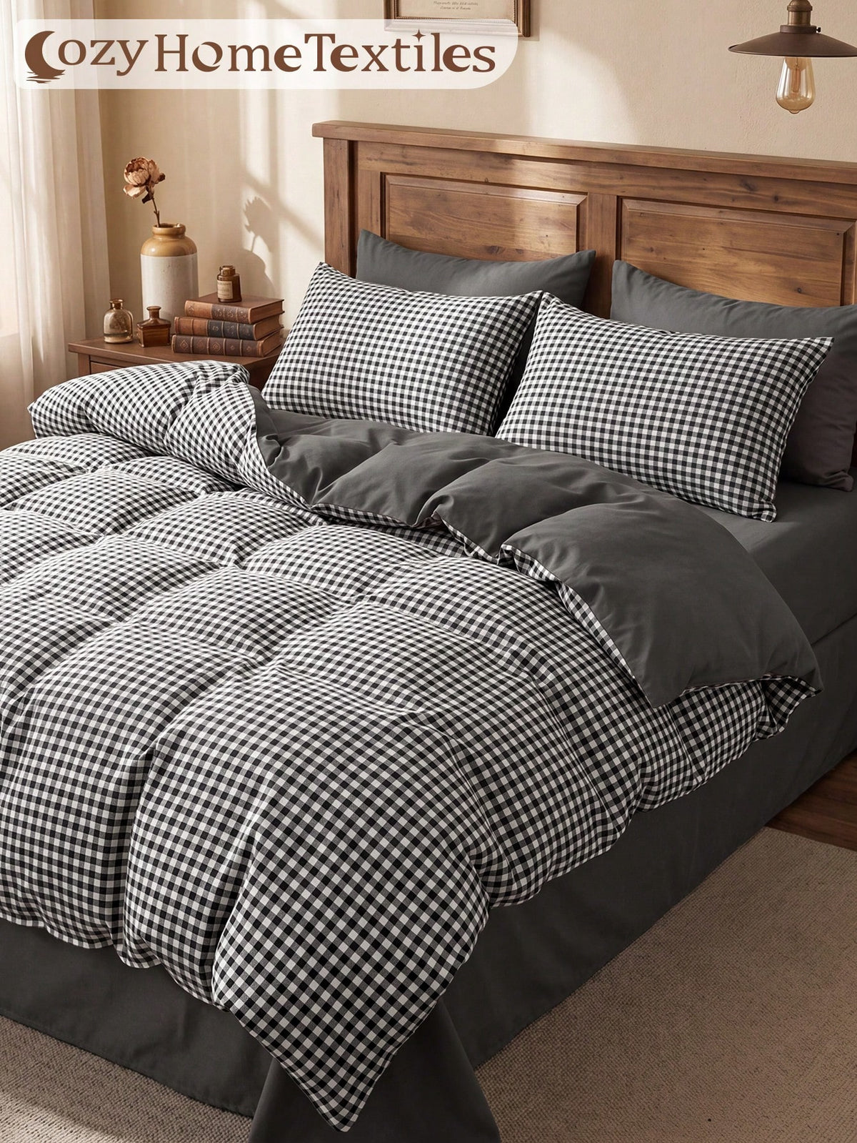 2/3pcs Brown Plaid Print Duvet Cover Set, Bedding Set, Comfortable And Breathable, Lightweight And Anti-Pilling, Machine Washable, Room Decor, Bedroom Decor, Dorm Bedding, All Season, Suitable For Twi