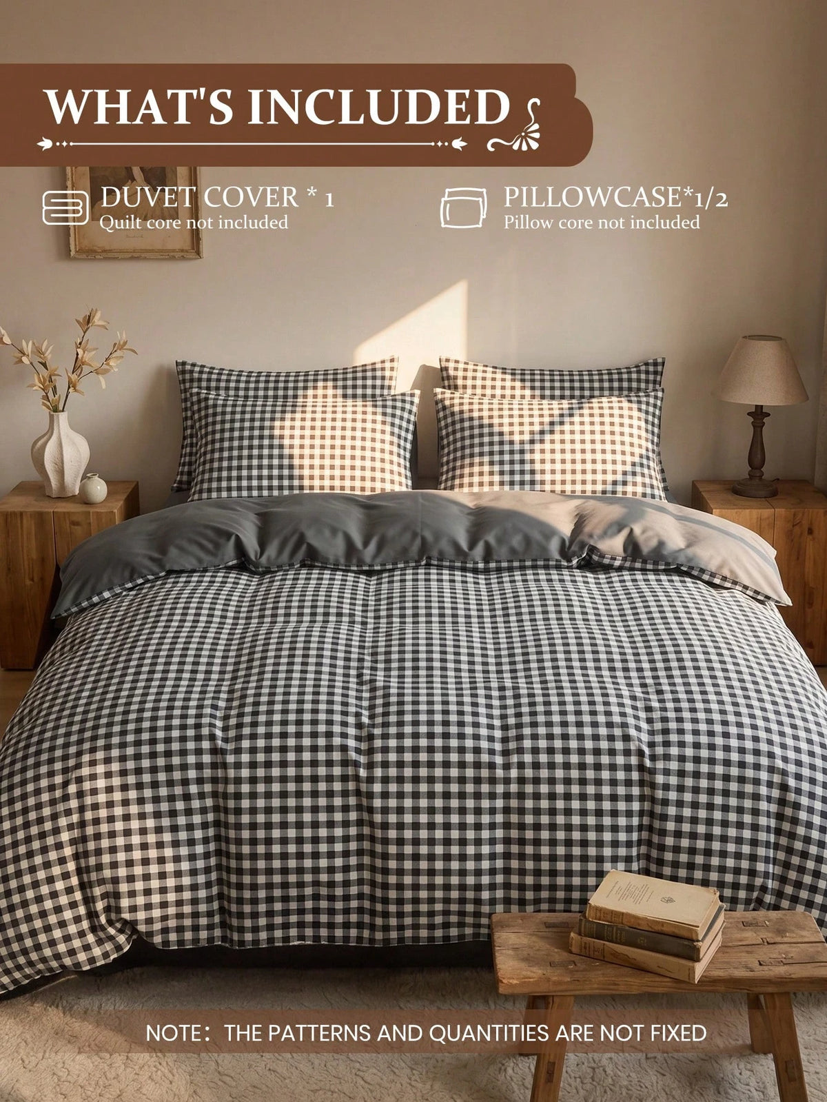 2/3pcs Brown Plaid Print Duvet Cover Set, Bedding Set, Comfortable And Breathable, Lightweight And Anti-Pilling, Machine Washable, Room Decor, Bedroom Decor, Dorm Bedding, All Season, Suitable For Twi