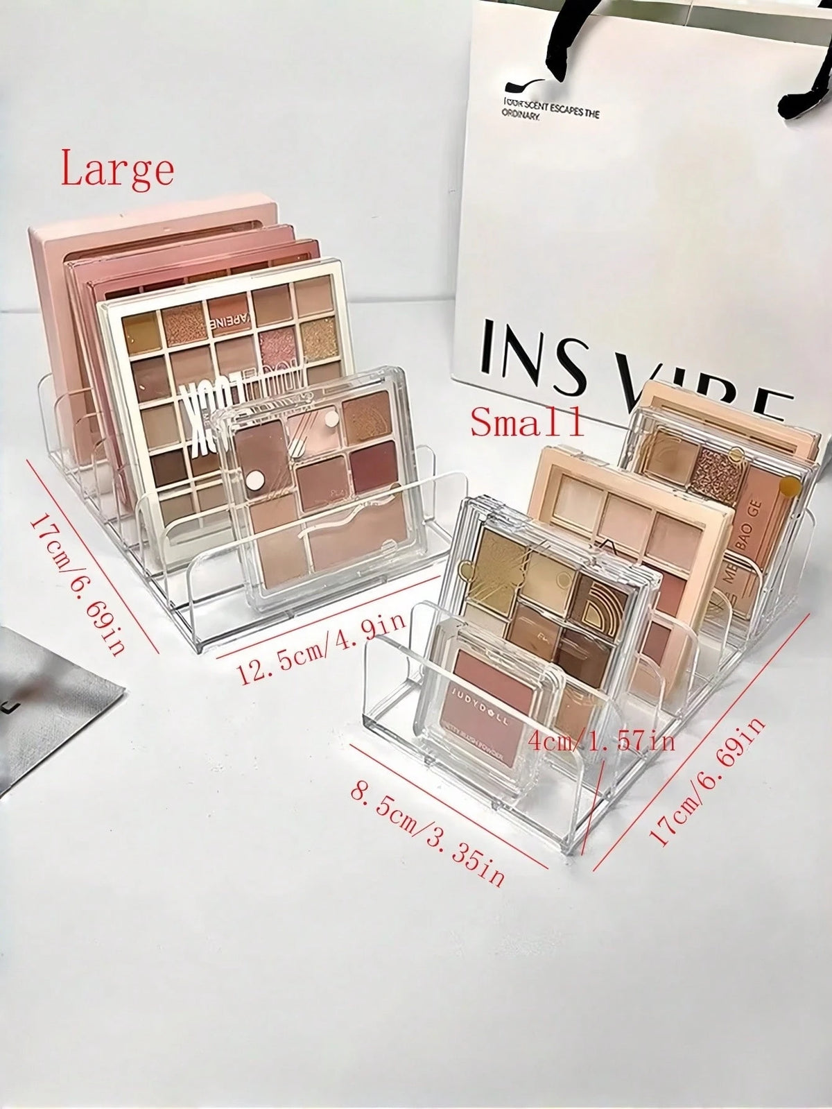 2 Pcs Palette Organizer Large Capacity Cosmetic Storage Box Makeup Holder Display Stand For Vanity Bathroom Counter Cabinet With Drawer Divider For Makeup Brushes Jewelry Perfume Skin Products Storage