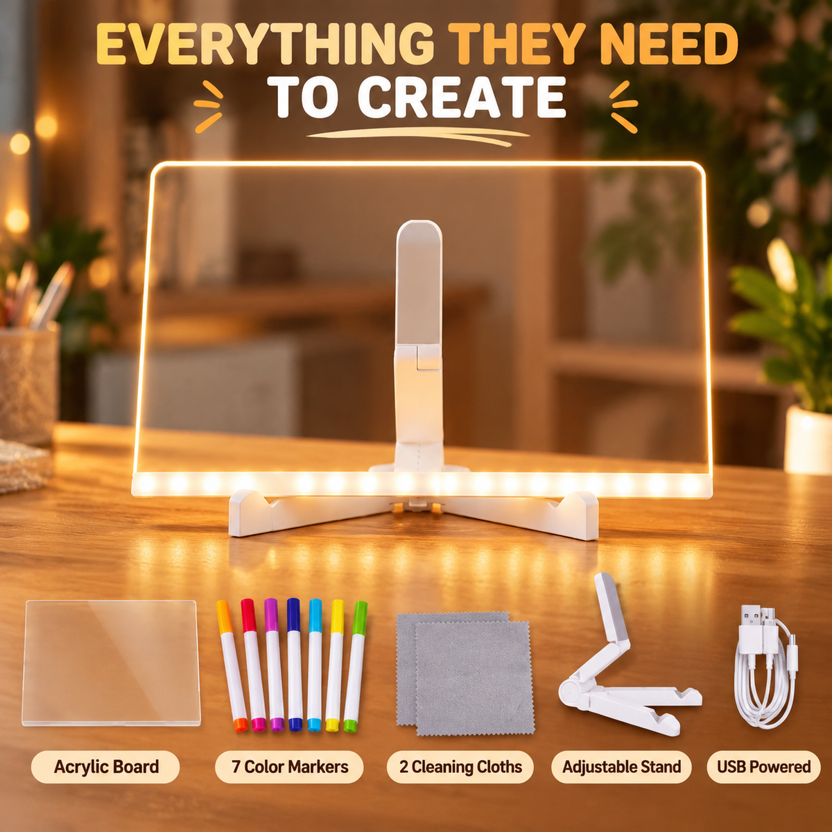 LED Drawing Board for Kids - LED Light Entertainment Toy with Light Effects