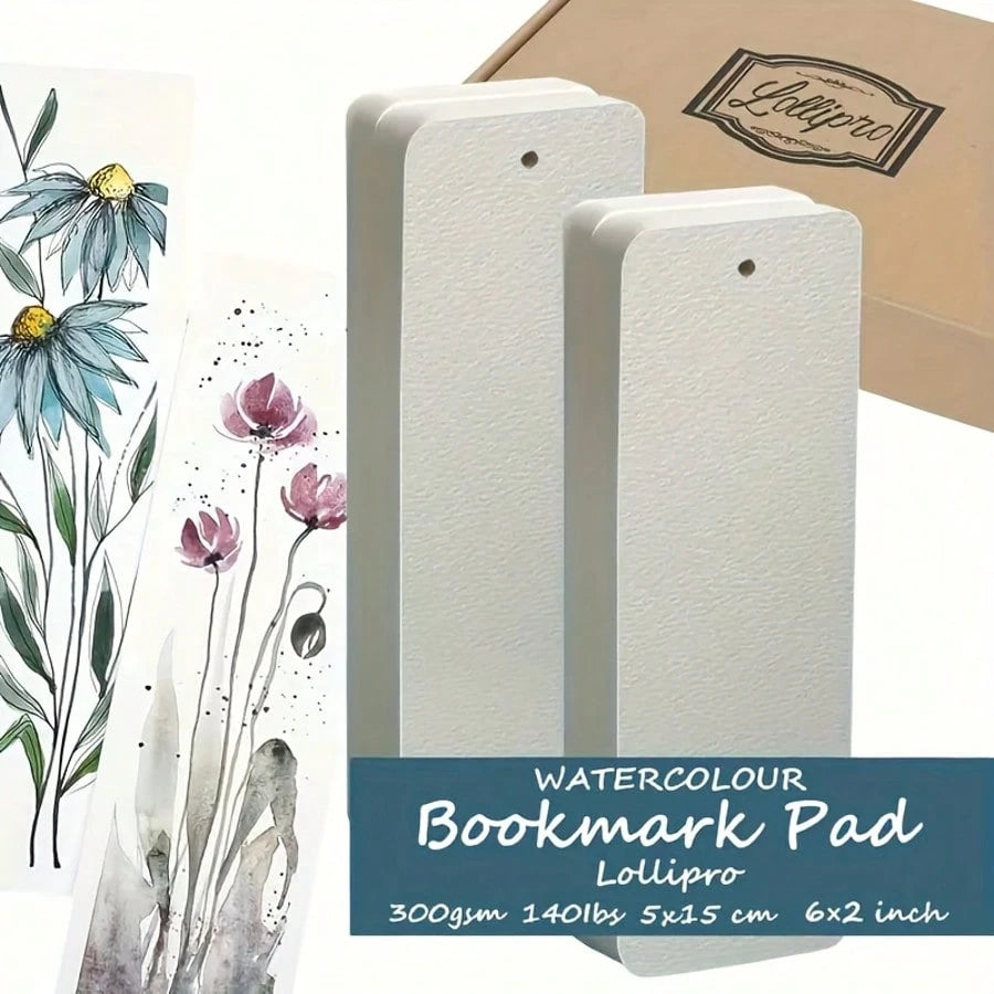 20/50/100pcs Lollipro Watercolor Bookmark Pads, 100% Wood Pulp, Cold Pressed, 140 Lb (300 Gsm) Art Paper, 15x5 Cm (2x6 Inches)- Ideal For Artists, Beginners, And Professionals,Back To School,School S