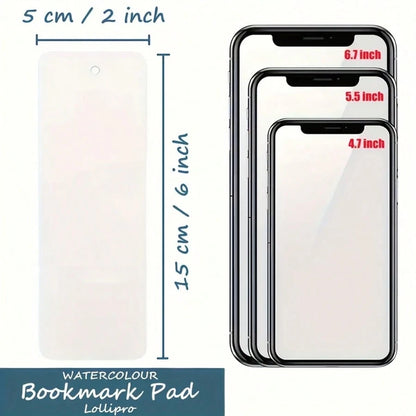 20/50/100pcs Lollipro Watercolor Bookmark Pads, 100% Wood Pulp, Cold Pressed, 140 Lb (300 Gsm) Art Paper, 15x5 Cm (2x6 Inches)- Ideal For Artists, Beginners, And Professionals,Back To School,School S