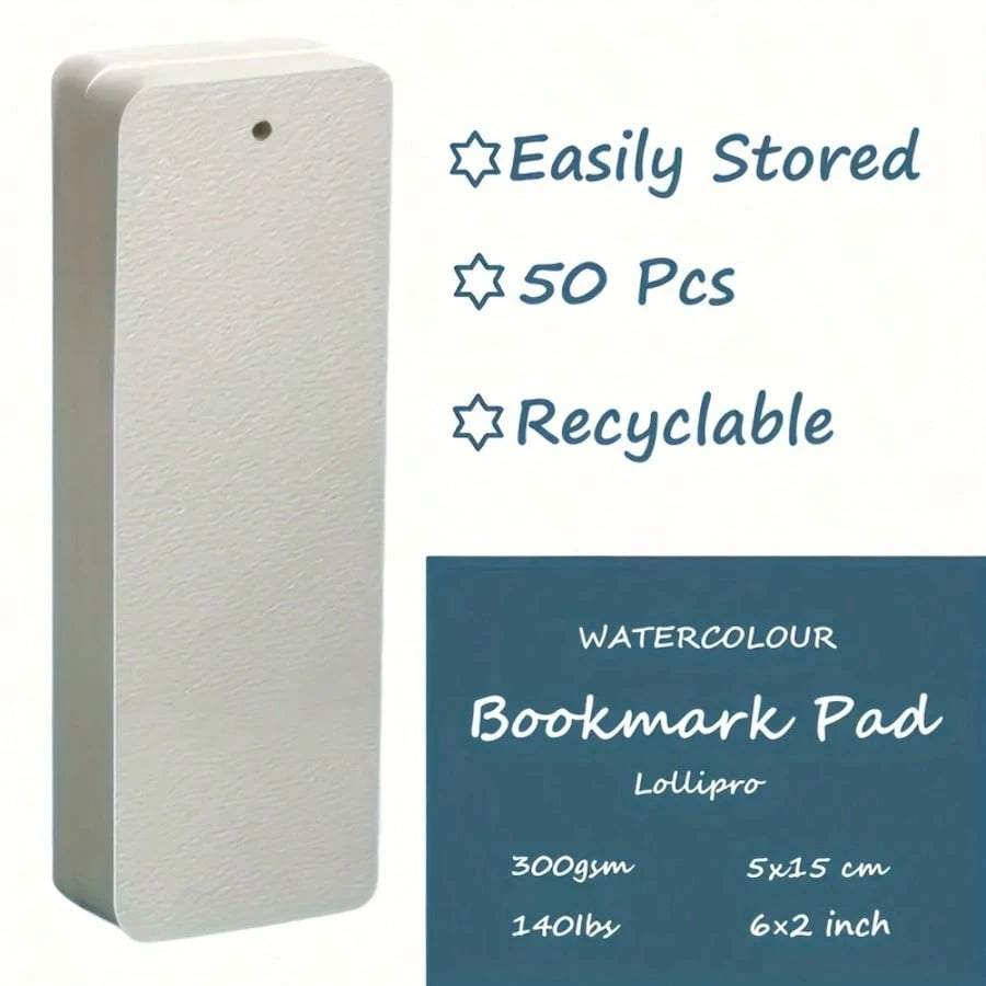 20/50/100pcs Lollipro Watercolor Bookmark Pads, 100% Wood Pulp, Cold Pressed, 140 Lb (300 Gsm) Art Paper, 15x5 Cm (2x6 Inches)- Ideal For Artists, Beginners, And Professionals,Back To School,School S